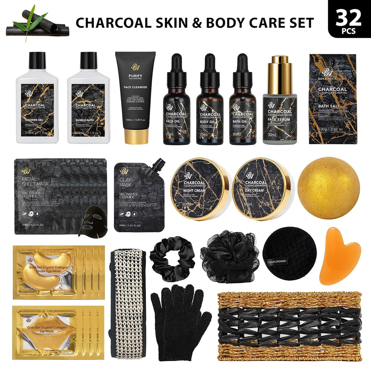 32-Piece Charcoal Spa Gift Set
